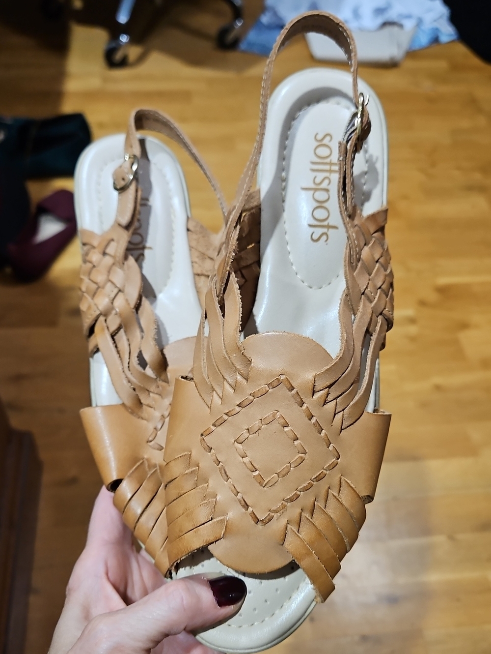 Softspots Woven Tan Slingback Sandals